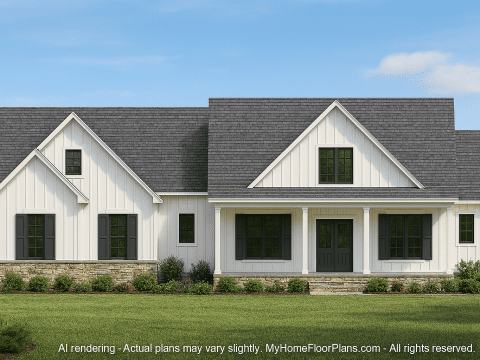 Modern Craftsman Home Floor Plan with 3 Bedrooms and CAD Blueprints