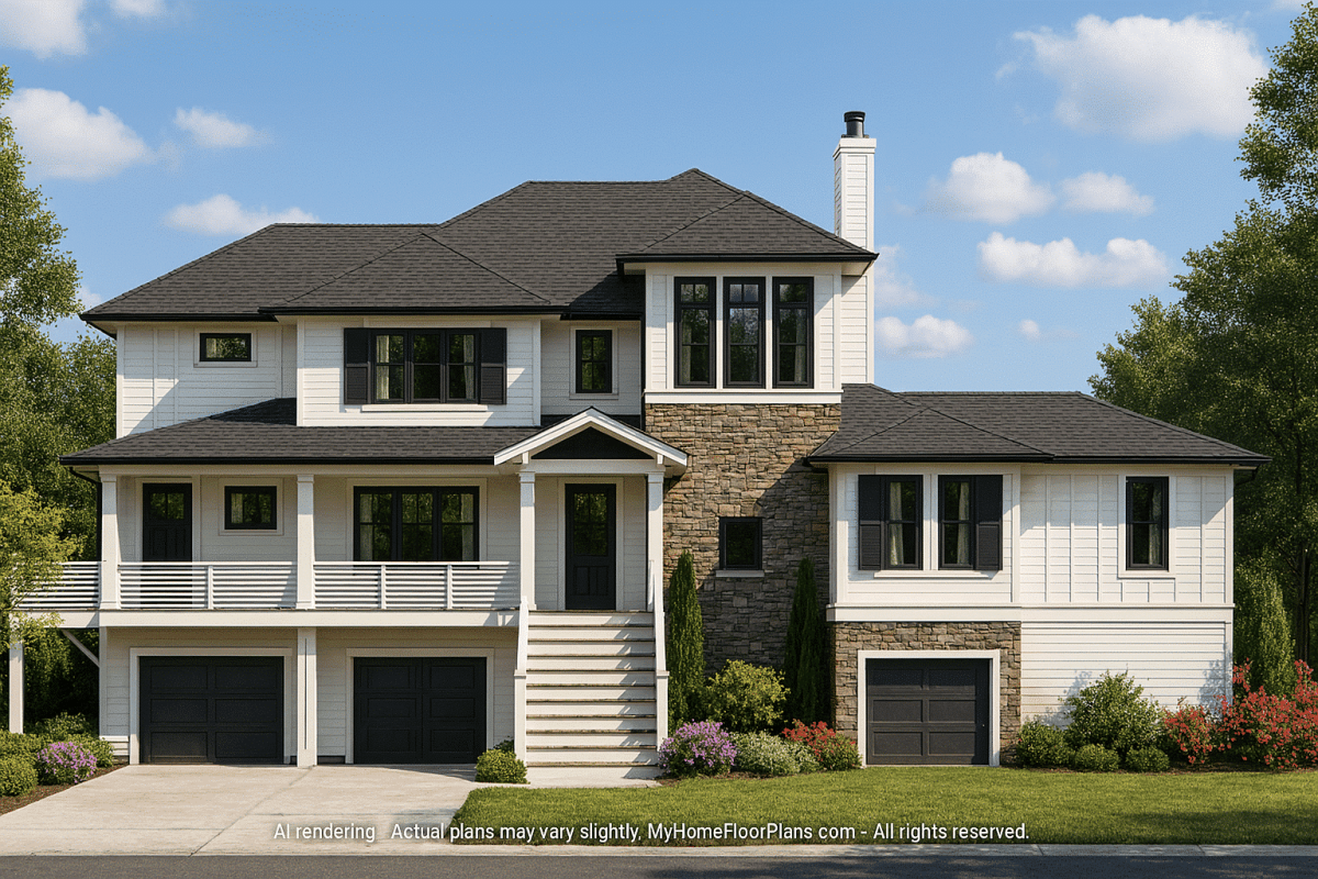 Modern Craftsman Home Plan 2-Story CAD Design with 4 Bedrooms