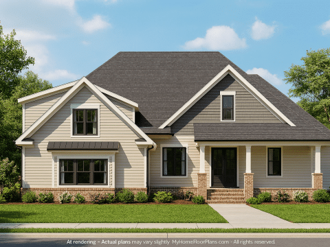 Modern Craftsman Home Plan with 1.5 Floors, Vaulted Ceilings & Bonus Room