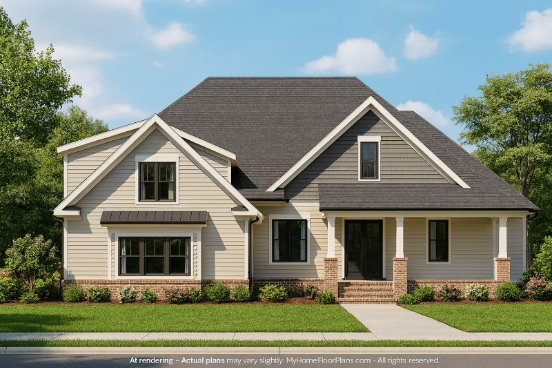 Modern Craftsman Home Plan with 1.5 Floors, Vaulted Ceilings & Bonus Room