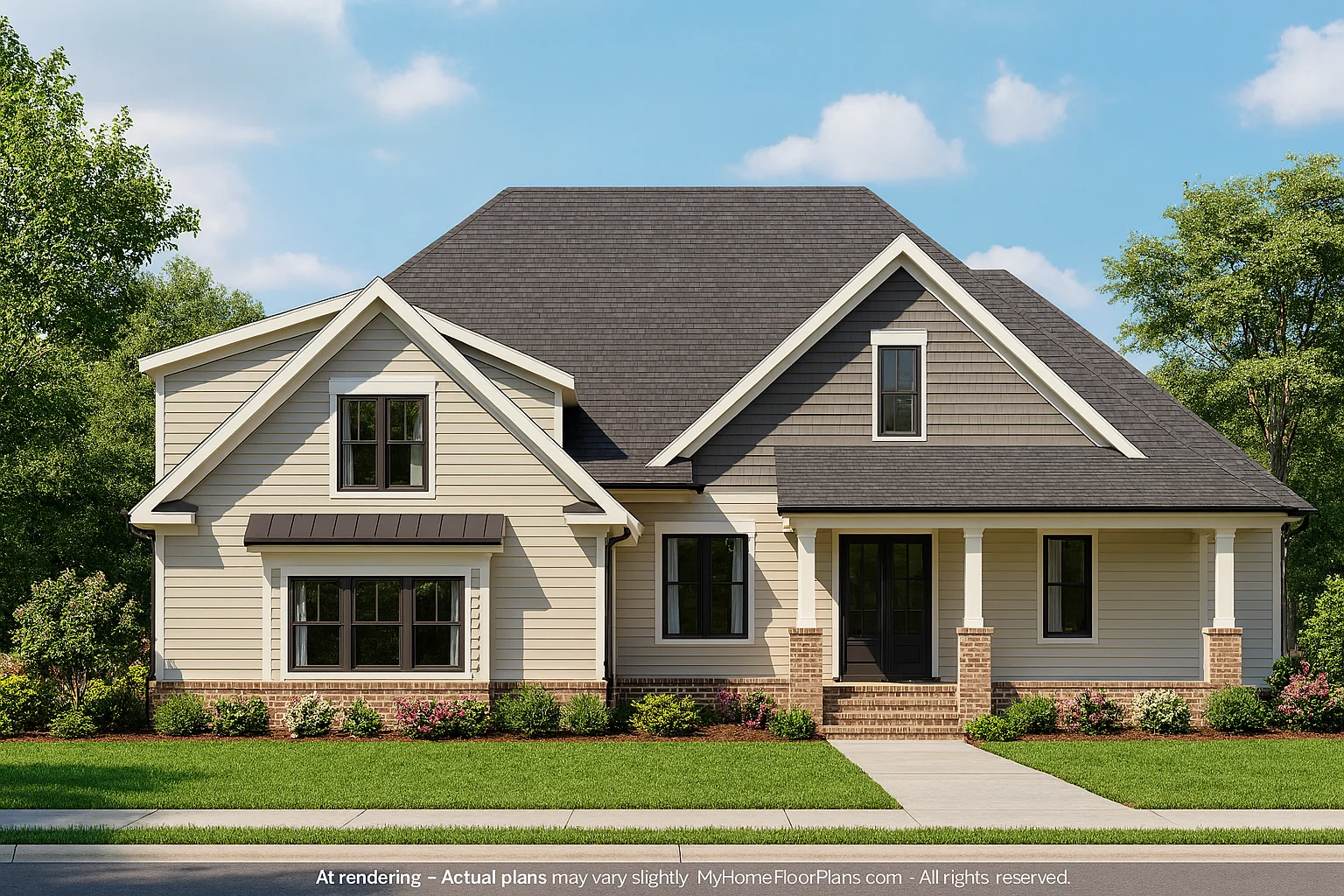 Modern Craftsman Home Plan with 1.5 Floors, Vaulted Ceilings & Bonus Room