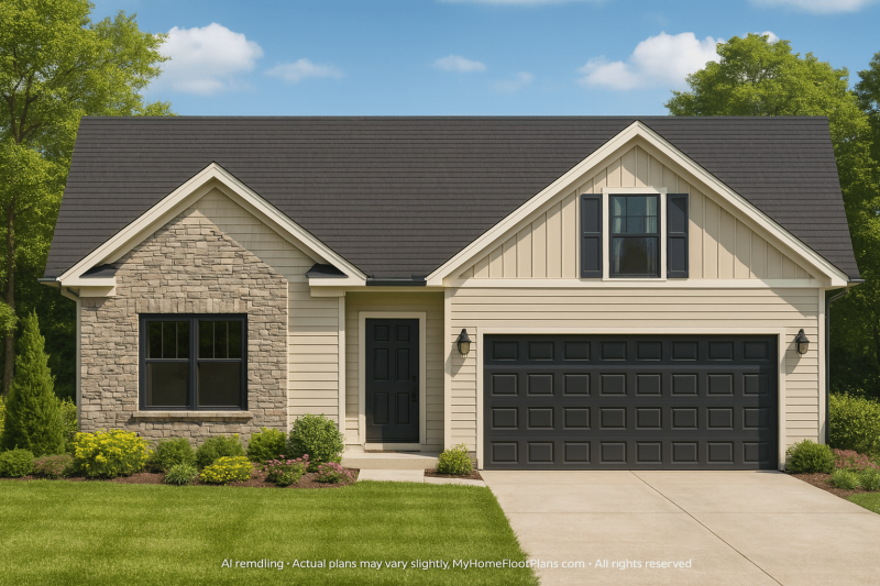 Modern Craftsman Home Plan with 2 Floors & 3 Bedrooms