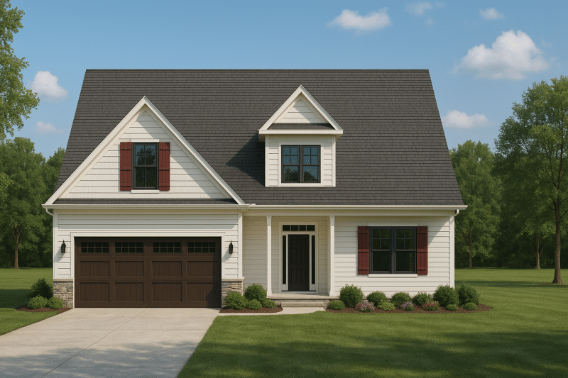 Modern Craftsman Home Plan with 2 Floors, Garage & Attic
