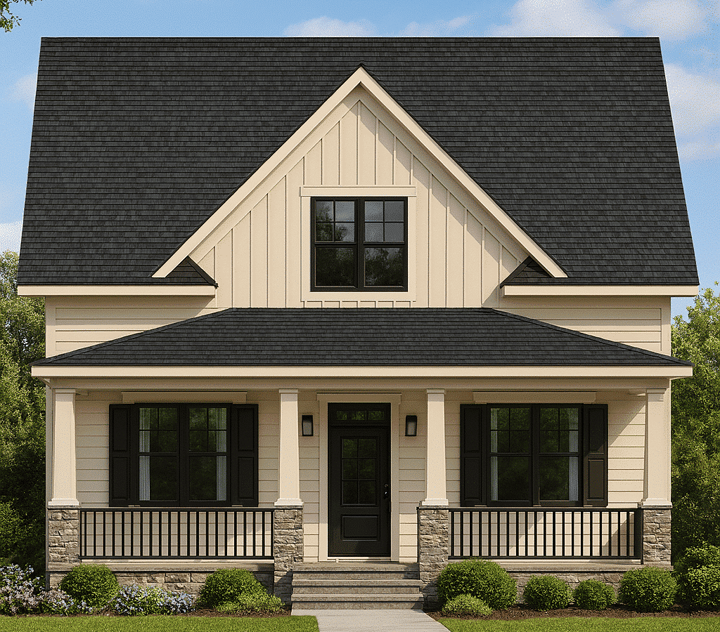 Modern Craftsman Home Plan with 2 Floors and Detached Garage