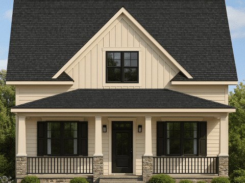 Modern Craftsman Home Plan with 2 Floors and Detached Garage