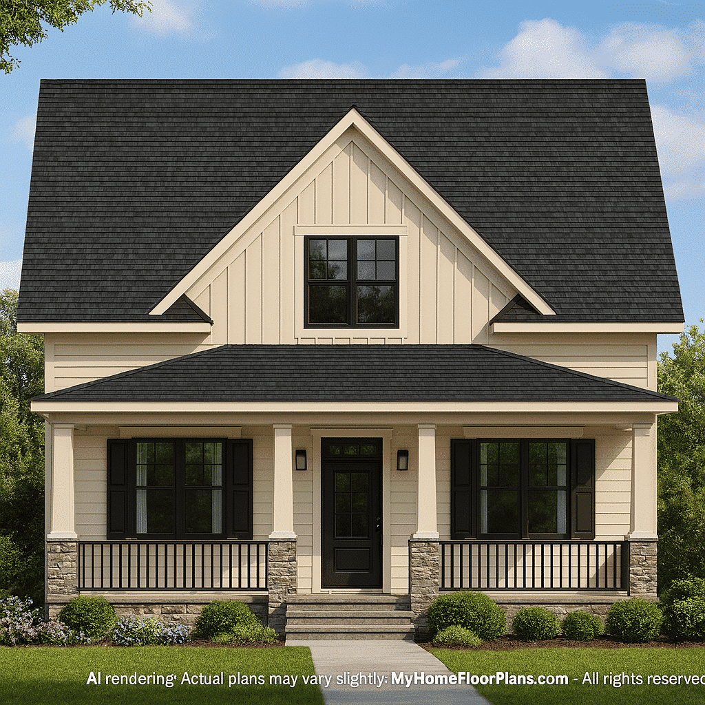 Modern Craftsman Home Plan with 2 Floors and Detached Garage