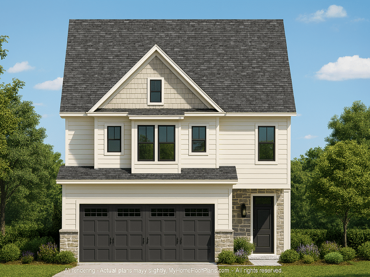 Modern Craftsman Home Plan with 2 Floors and Open Floor Plan