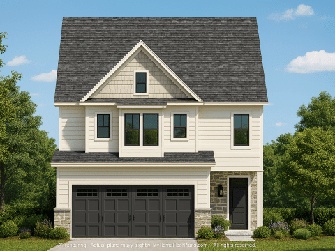 Modern Craftsman Home Plan with 2 Floors and Open Floor Plan