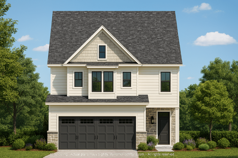 Modern Craftsman Home Plan with 2 Floors and Open Floor Plan