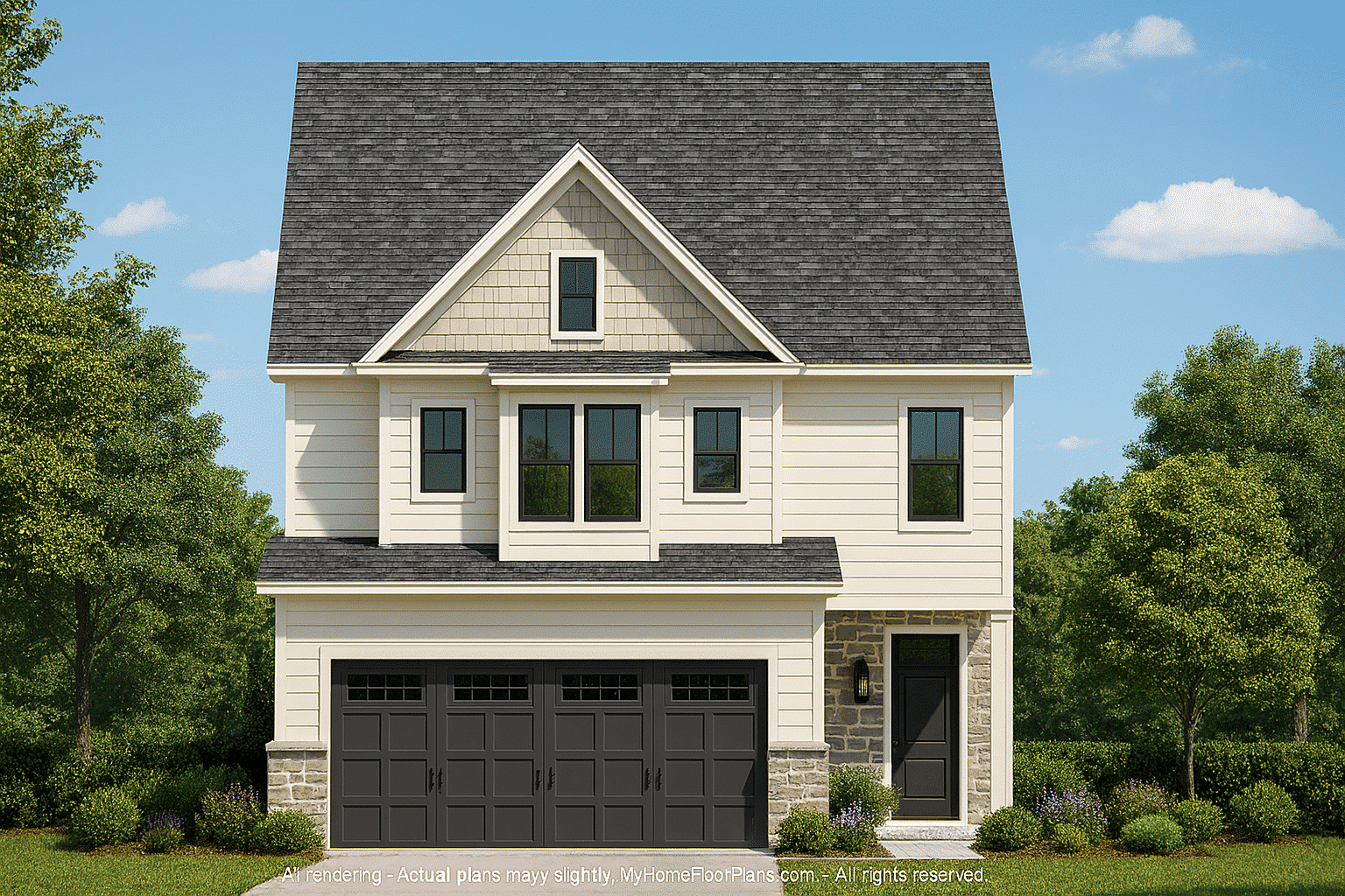 Modern Craftsman Home Plan with 2 Floors and Open Floor Plan