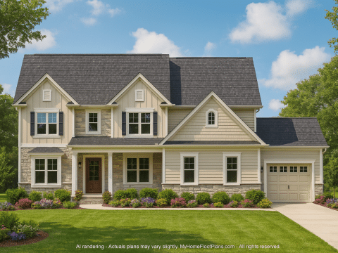 Modern Craftsman Home Plan with 2 Stories and 3930 SF