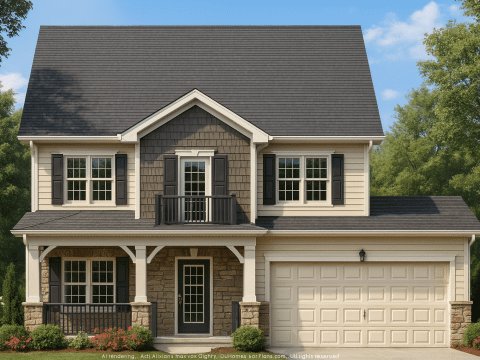 Modern Craftsman Home Plan with 2 Stories and CAD Blueprints