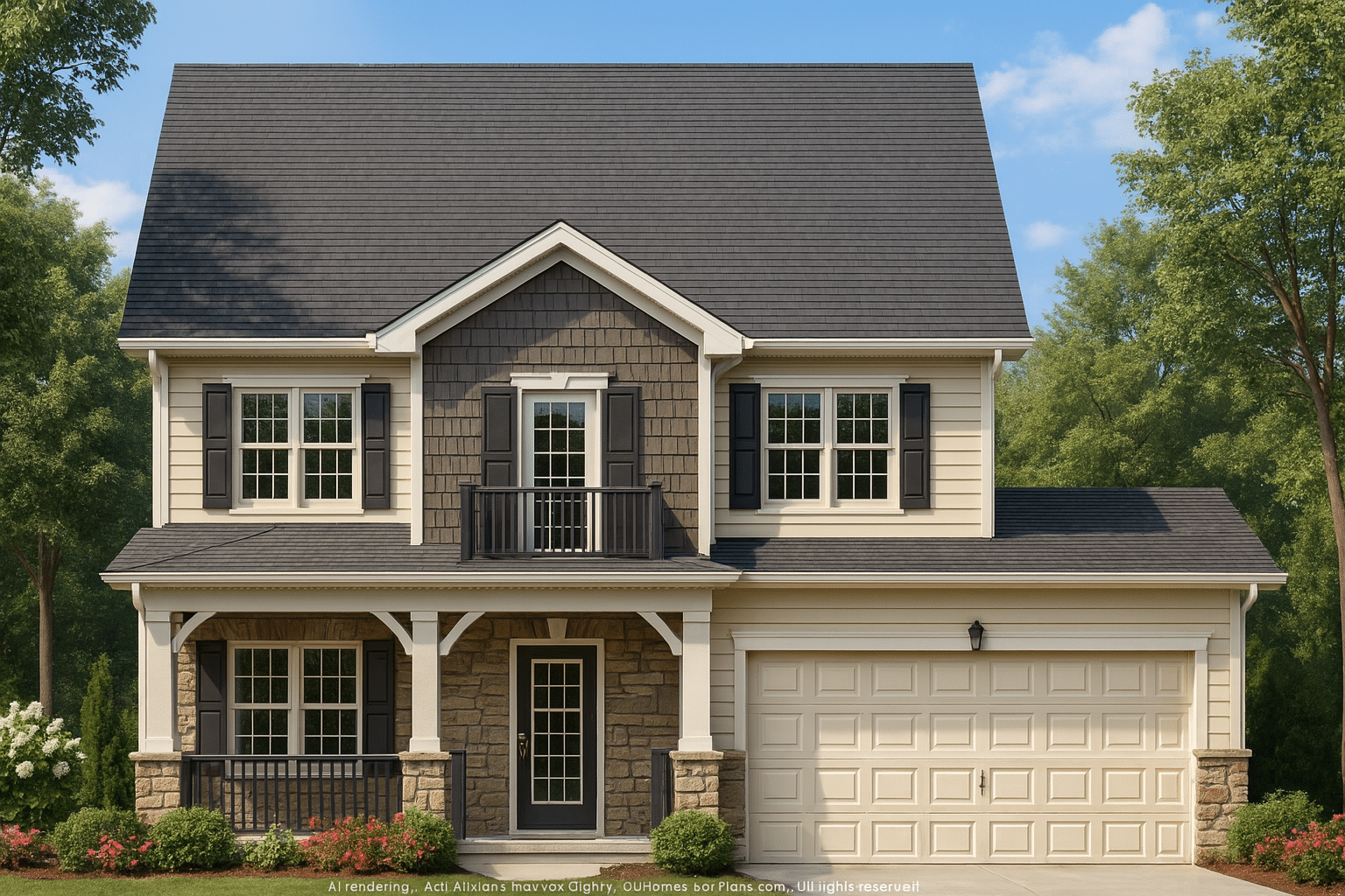 Modern Craftsman Home Plan with 2 Stories and CAD Blueprints