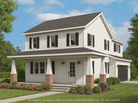 Modern Craftsman Home Plan with 2-Story Design and Bonus Room