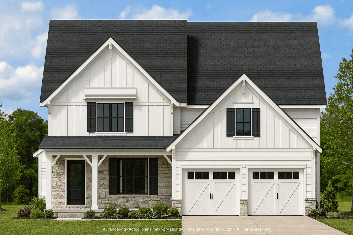 Modern Craftsman Home Plan with 2.5 Floors and 4 Bedrooms