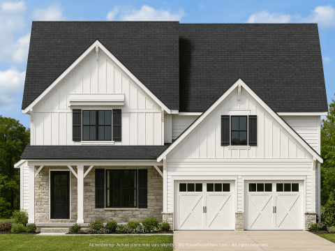 Modern Craftsman Home Plan with 2.5 Floors and 4 Bedrooms
