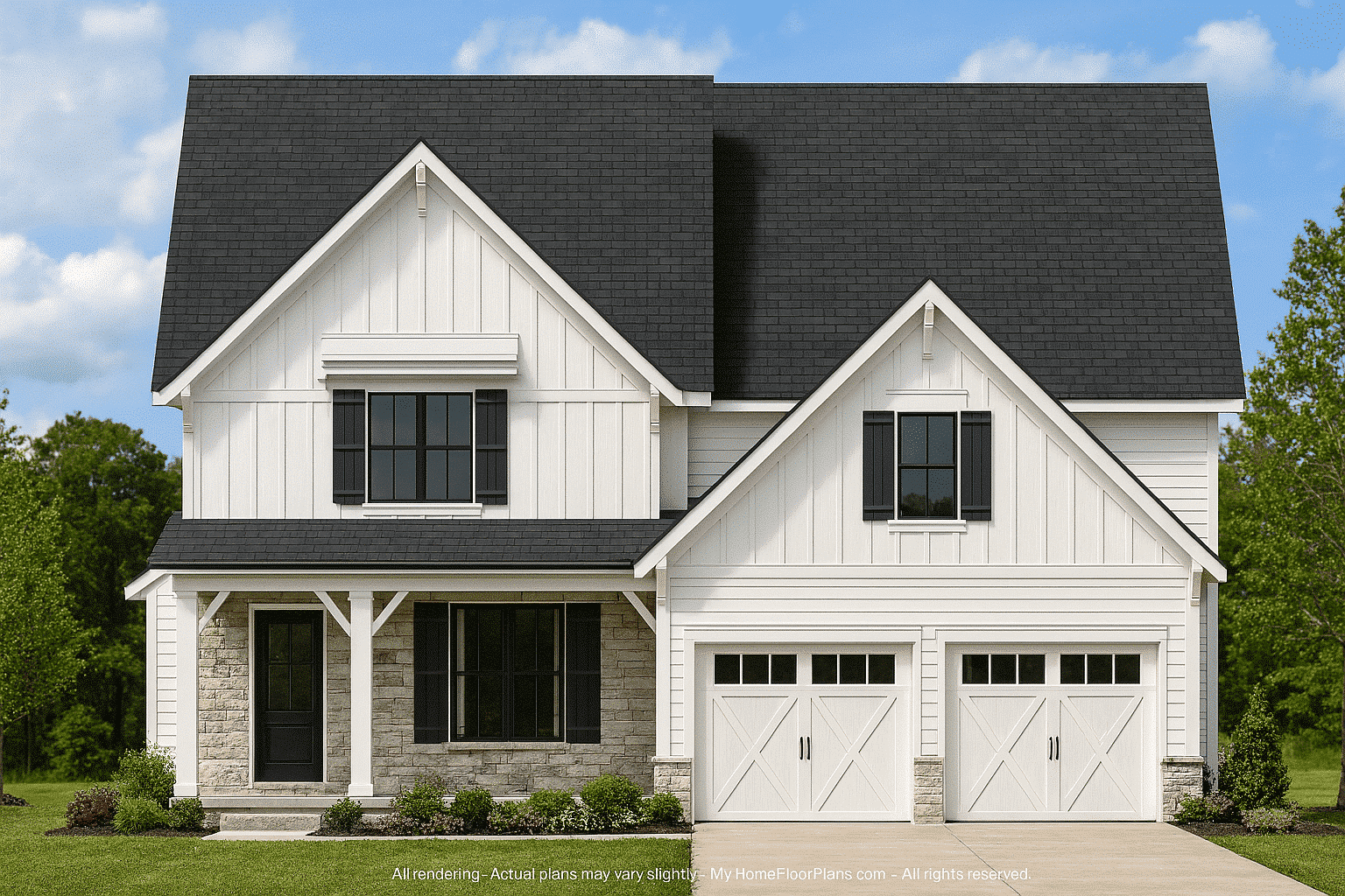 Modern Craftsman Home Plan with 2.5 Floors and 4 Bedrooms