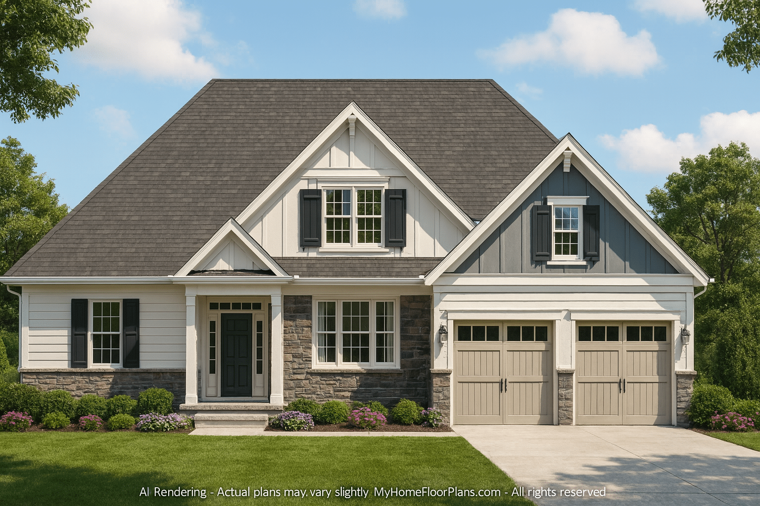 Modern Craftsman Home Plan with 4 Bedrooms & Functional CAD Blueprints