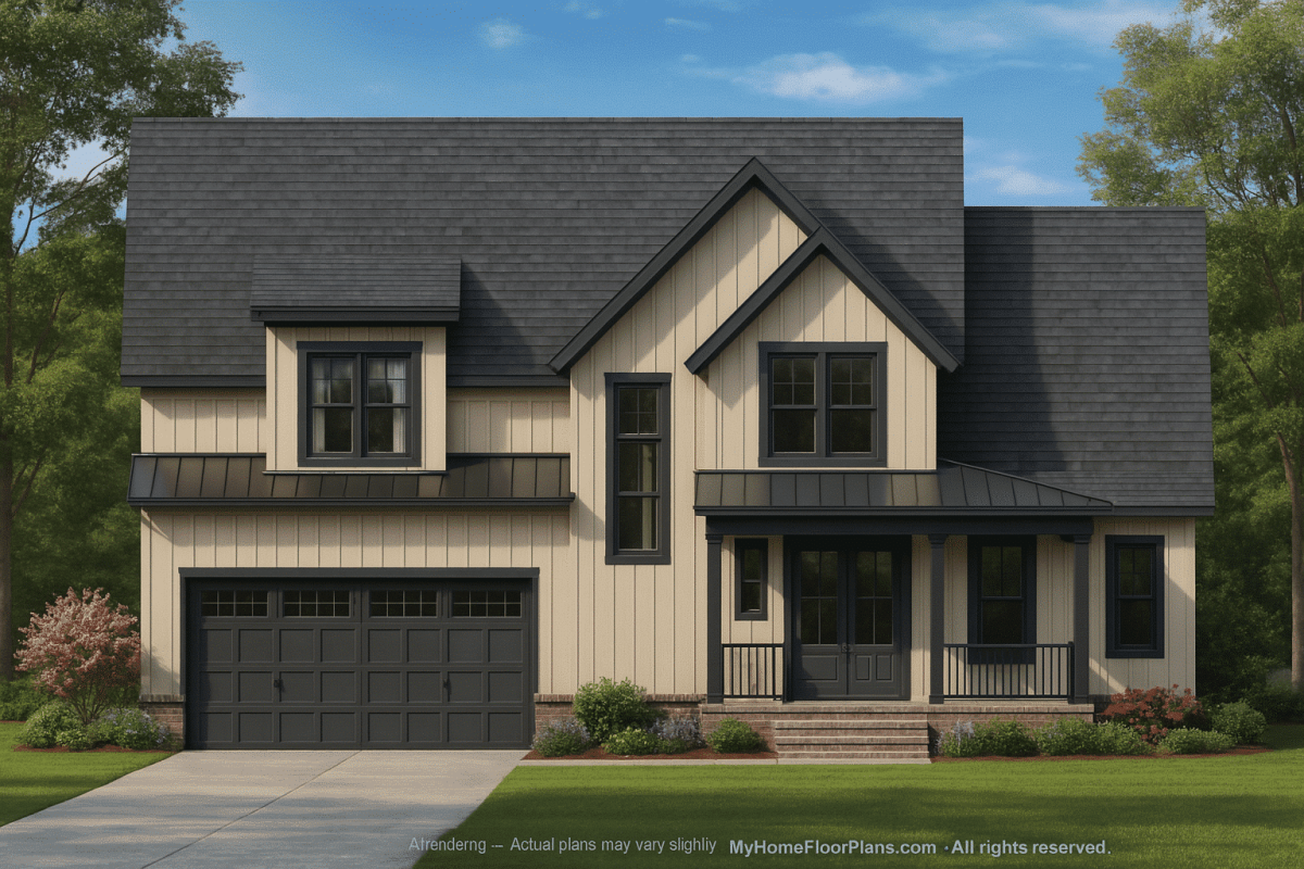 Modern Craftsman Home Plan with 4 Bedrooms & Vaulted Ceilings
