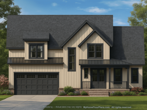 Modern Craftsman Home Plan with 4 Bedrooms & Vaulted Ceilings