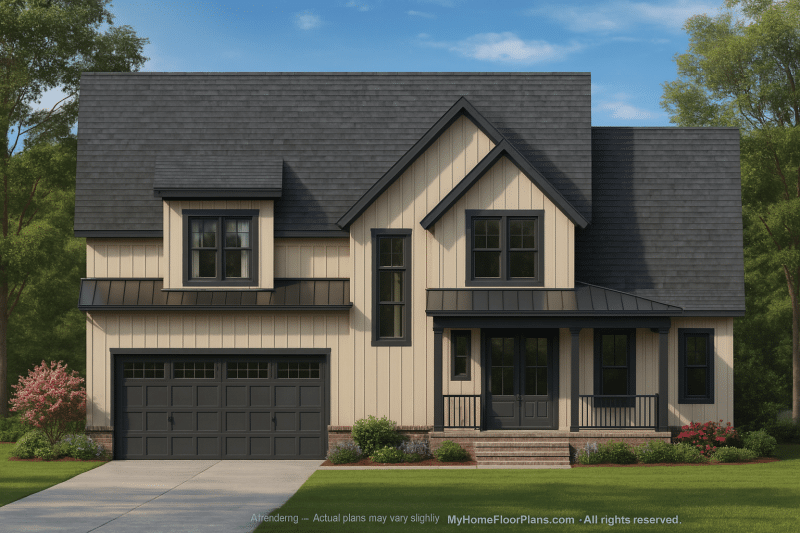 Modern Craftsman Home Plan with 4 Bedrooms & Vaulted Ceilings