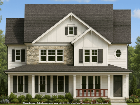 Modern Craftsman Home Plan with 4 Bedrooms, Vaulted Ceilings & CAD Blueprints