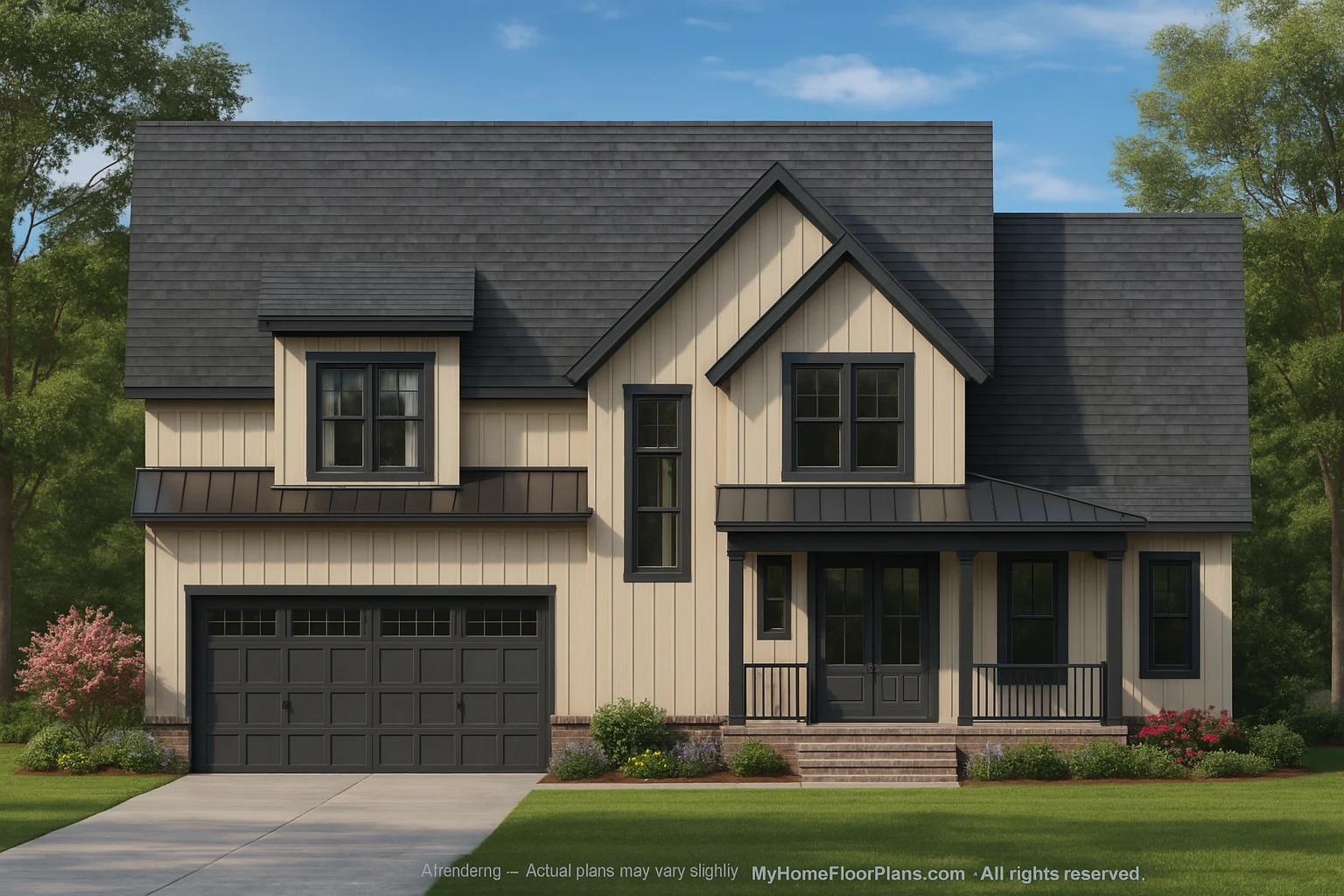 Modern Craftsman Home Plan with 4 Bedrooms & Vaulted Ceilings