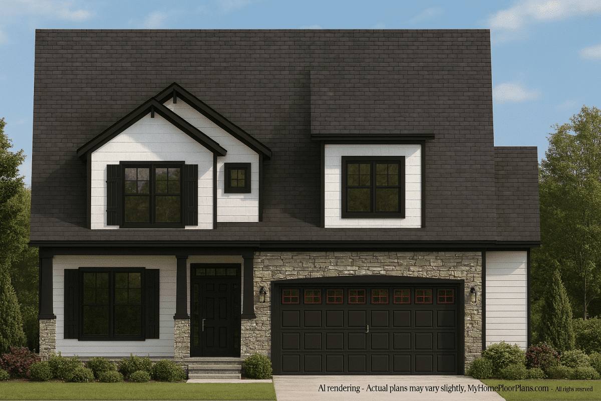 Modern Craftsman Home Plan with 4 Bedrooms and Open Floor