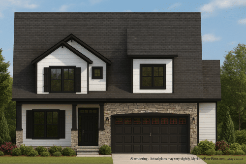 Modern Craftsman Home Plan with 4 Bedrooms and Open Floor