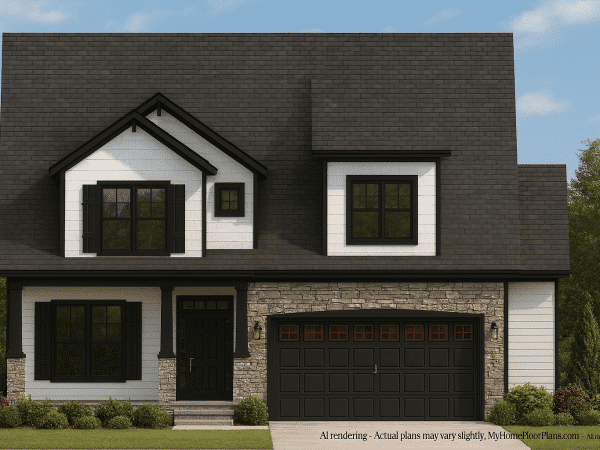 Modern Craftsman Home Plan with 4 Bedrooms and Open Floor