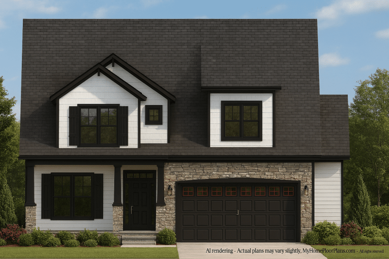 Modern Craftsman Home Plan with 4 Bedrooms and Open Floor