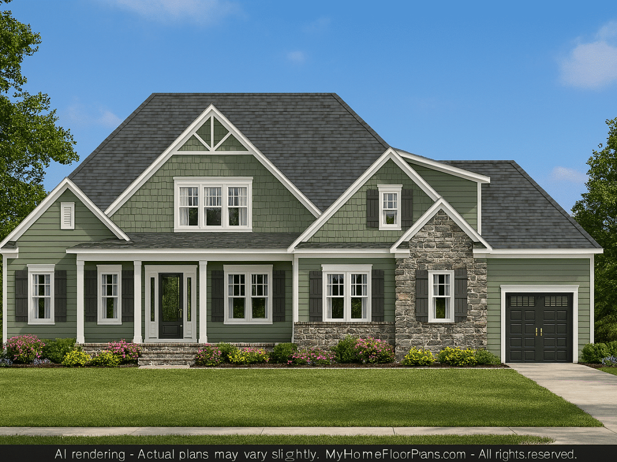 Modern Craftsman Home Plan with 4 Beds & 2-Story CAD Design