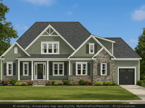 Modern Craftsman Home Plan with 4 Beds & 2-Story CAD Design