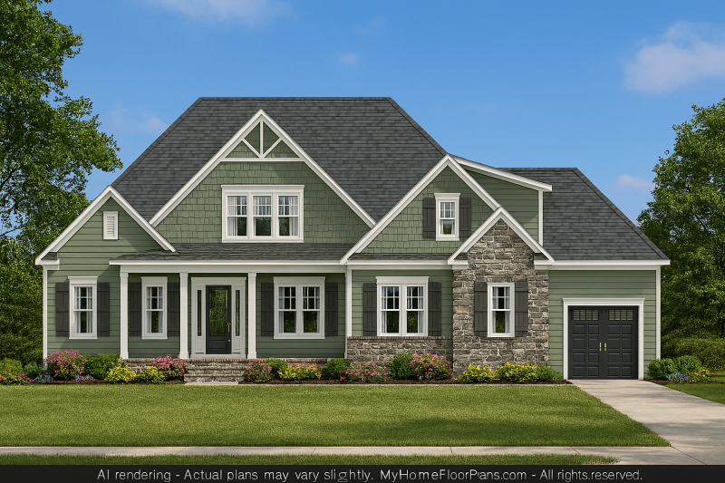 Modern Craftsman Home Plan with 4 Beds & 2-Story CAD Design