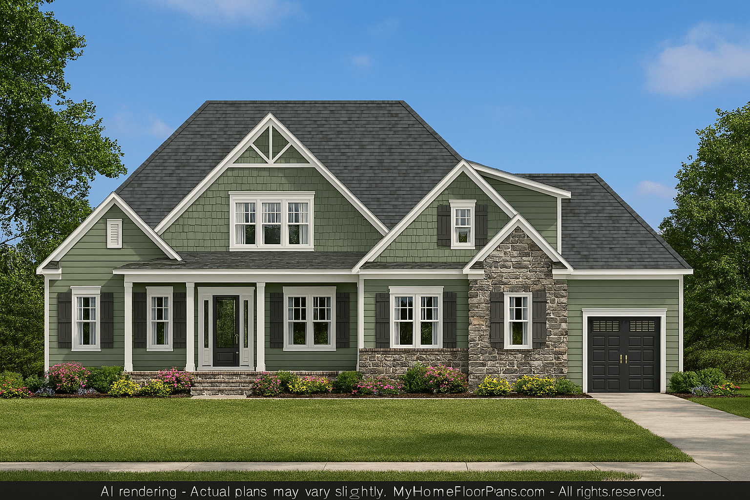 Modern Craftsman Home Plan with 4 Beds & 2-Story CAD Design