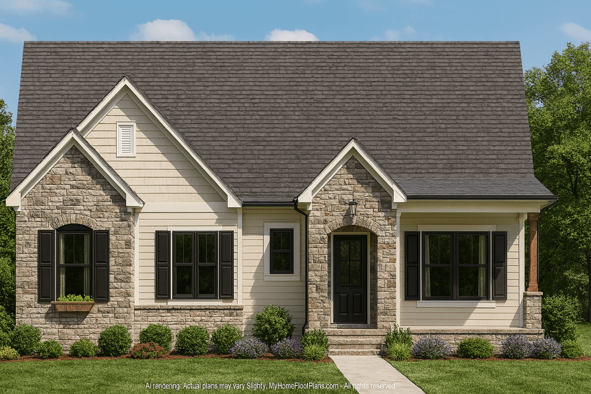 Modern Craftsman Home Plan with CAD Designs and Floor Blueprint
