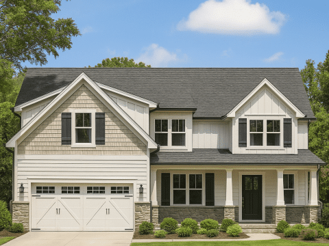 Modern Craftsman Home Plan with Detailed Floor Blueprints