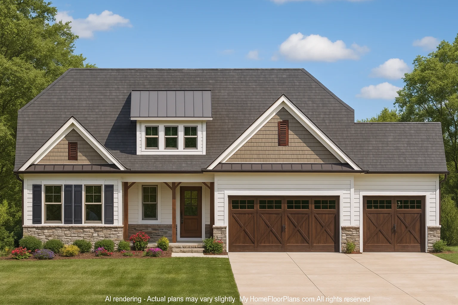 Modern Craftsman Home Plan with Open Floor Blueprint Designs