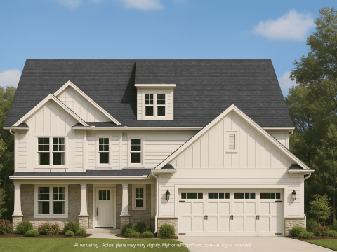 Modern Craftsman Home Plan with Spacious Floor Design and CAD Blueprint