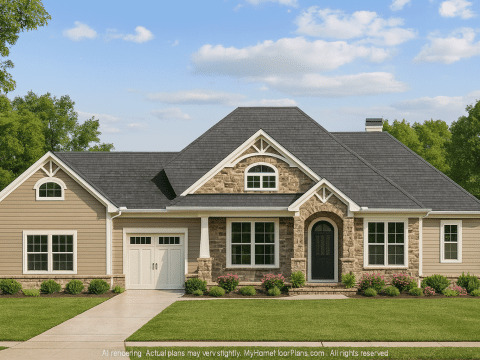 Modern Craftsman Home Plan with Spacious Floor Design and CAD Blueprint