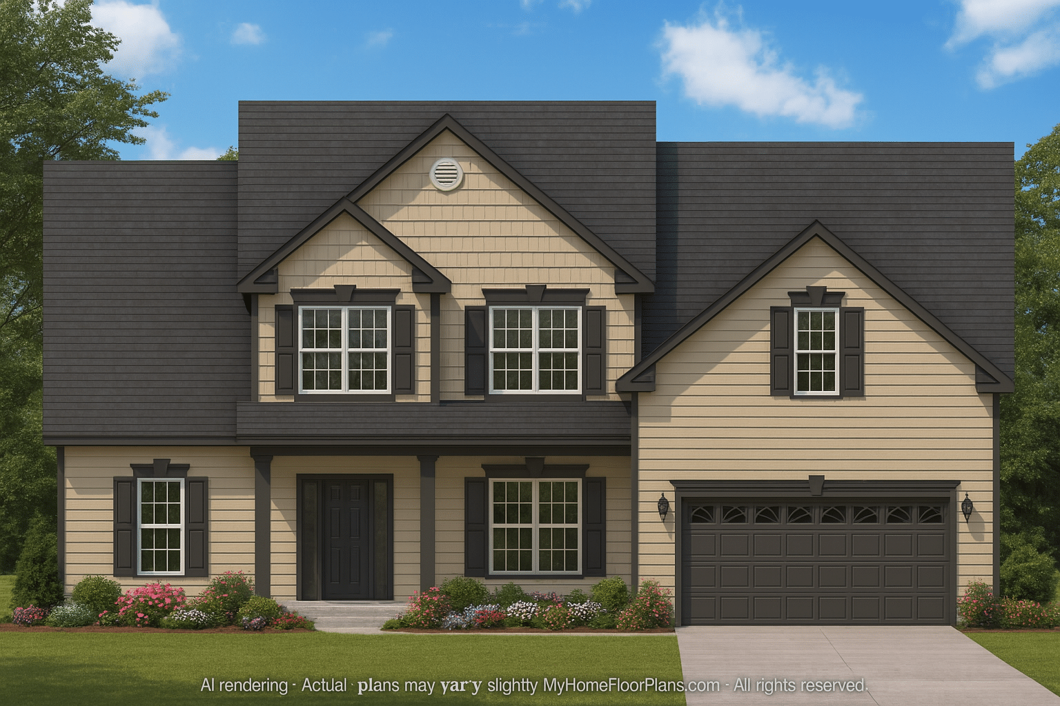 Modern Craftsman Home Plan – Detailed Floor Plan and CAD Design