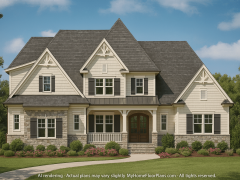 Modern Craftsman House Floor Plan with 5 Bedrooms & 3-Car Garage