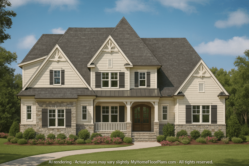 Modern Craftsman House Floor Plan with 5 Bedrooms & 3-Car Garage