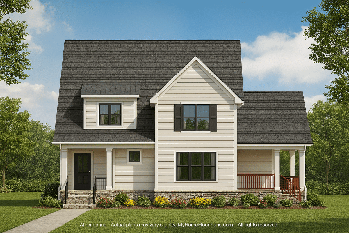 Modern Craftsman House Plan with 1.5 Stories & Detached Garage