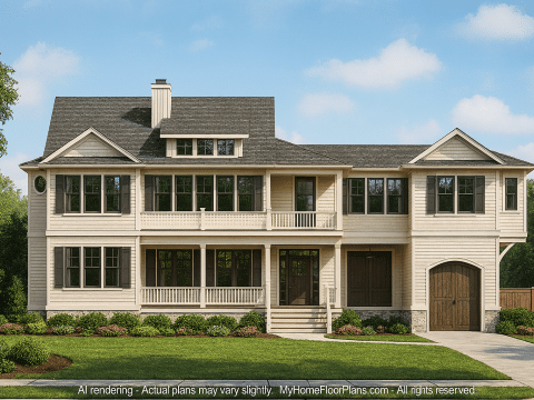 Modern Craftsman House Plan with 2 Stories & Flexible Layout