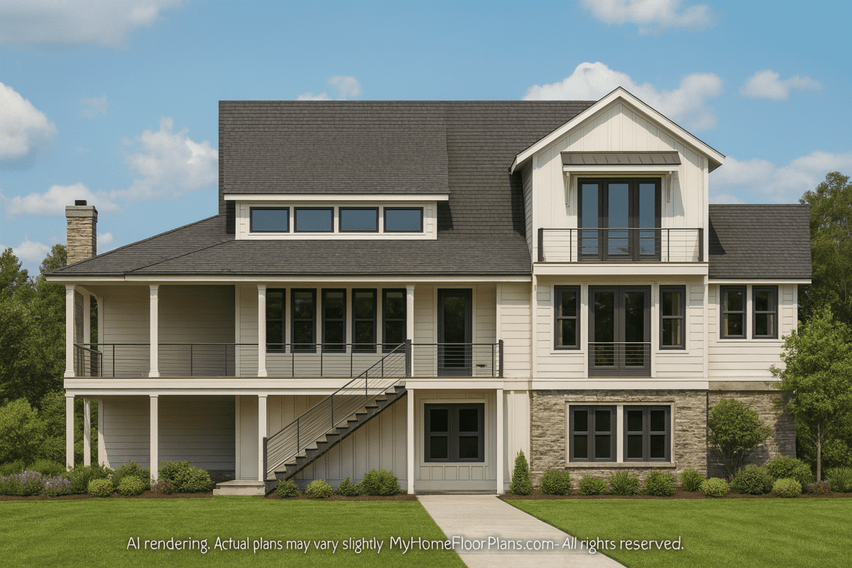 Modern Craftsman House Plan with 5 Bedrooms and Flexible Floor Layout