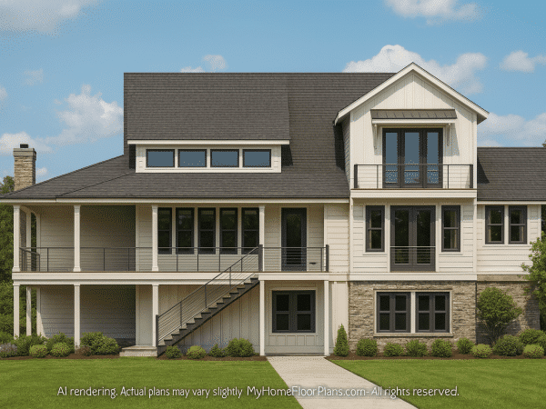 Modern Craftsman House Plan with 5 Bedrooms and Flexible Floor Layout