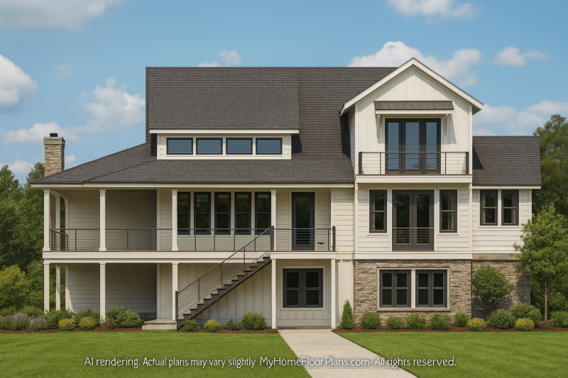 Modern Craftsman House Plan with 5 Bedrooms and Flexible Floor Layout