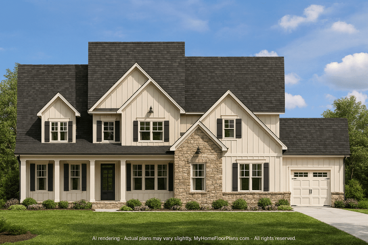 Modern Floor Plan with 5 Bedrooms and Elegant Architectural Blueprint