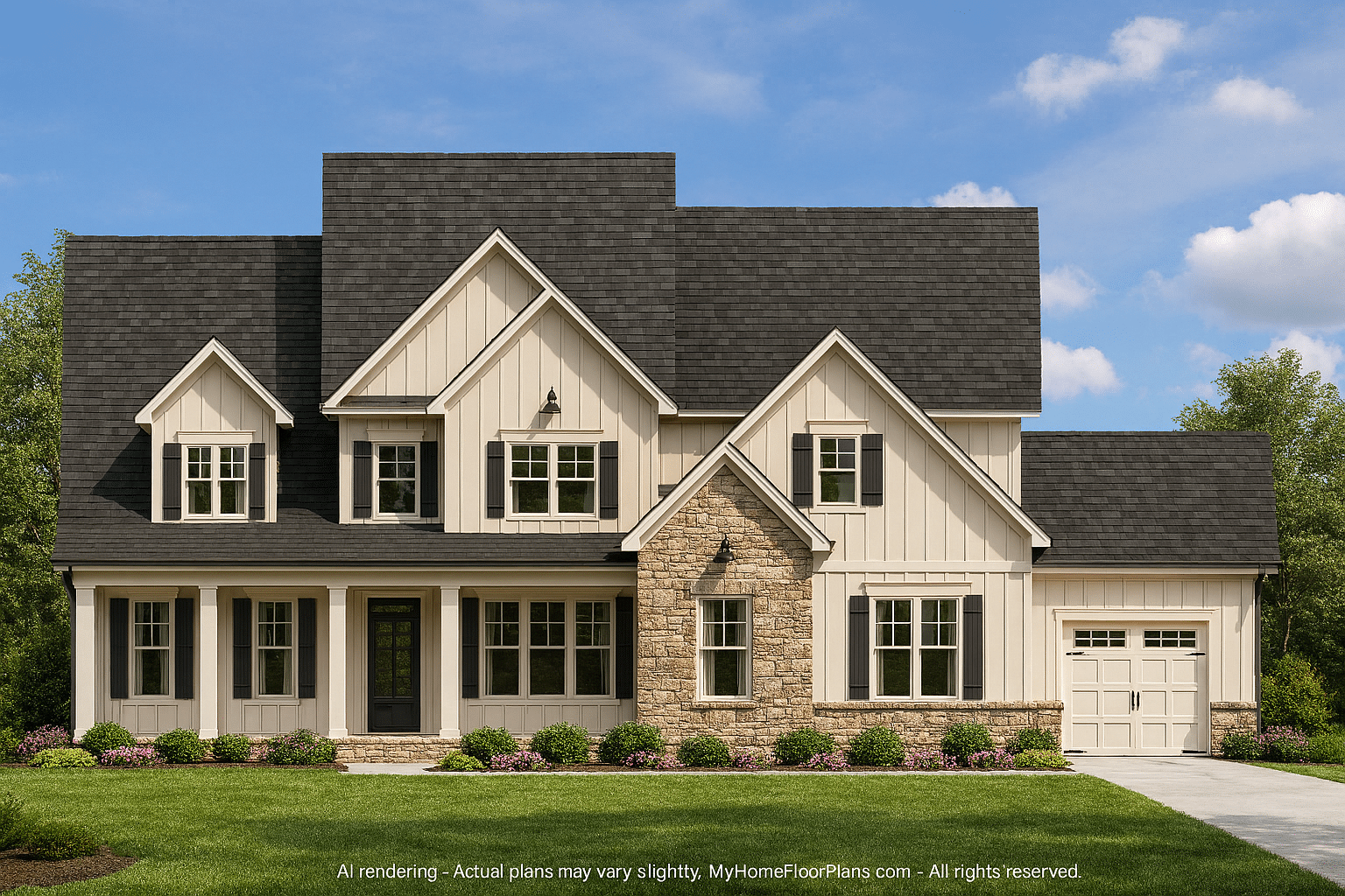 Modern Floor Plan with 5 Bedrooms and Elegant Architectural Blueprint